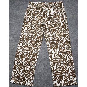 Rue21 Jeans Womens Plus 2X Brown White Denim Skate Straight Leg Wavy Stretch New